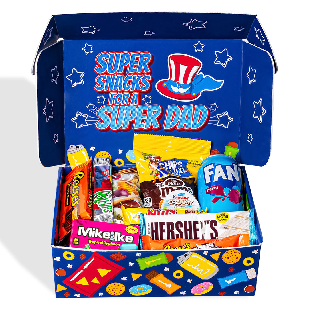 Snack Box "Najbolji tata", iznenađujuća kutija od 20 snack slatkiša, slanih grickalica i pića za tatu 