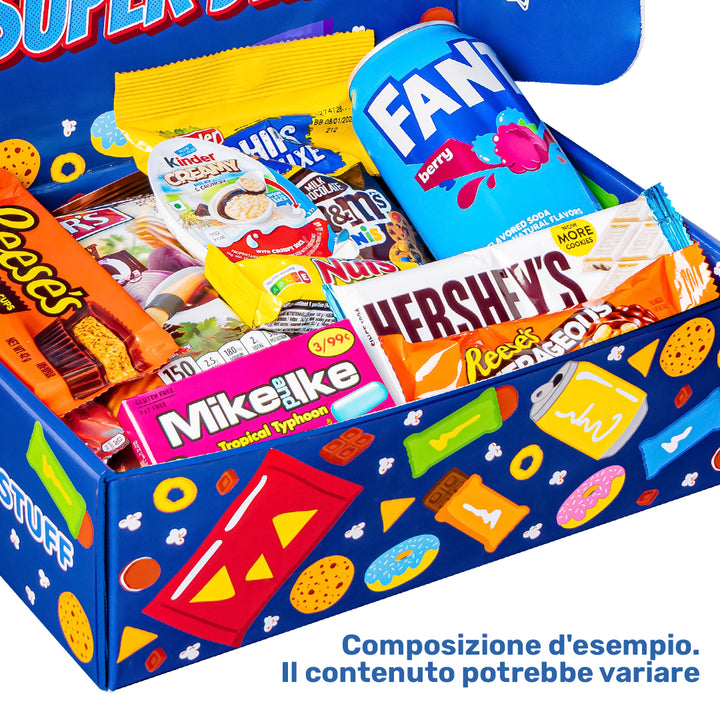 Snack Box "Najbolji tata", iznenađujuća kutija od 20 snack slatkiša, slanih grickalica i pića za tatu 