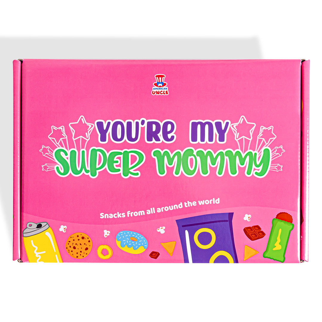 Snack box "Super Mommy", kutija iznenađenja s 20 snack slatkiša, slanih grickalica i pića za mamu 