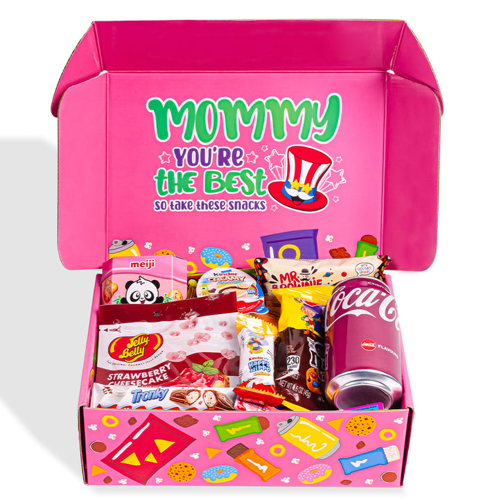Snack box "Super Mommy", kutija iznenađenja s 20 snack slatkiša, slanih grickalica i pića za mamu 
