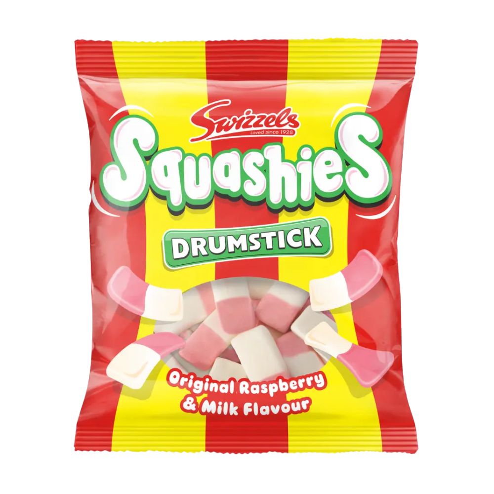 Swizzels Squashies Original Raspberry & Milk Flavour, caramelle gommose al gusto di lampone e latte da 120g
