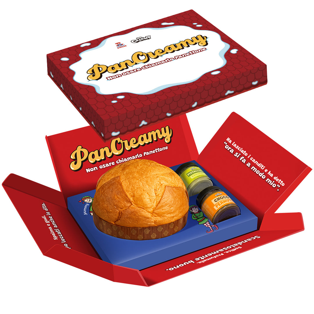 PanCreamy Vanilla, ručno rađeni Panettone od 900g + Mr. Creamy Pistachio Crunchy i Choco Peanuts od 200 g 