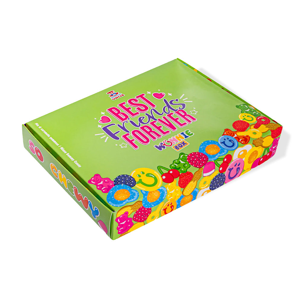 Wunnie box "Najbolji prijatelji zauvijek", Candy box za sastavljanje s omiljenim gumenim bombonima tvoje najbolje prijateljice - 1 kg 