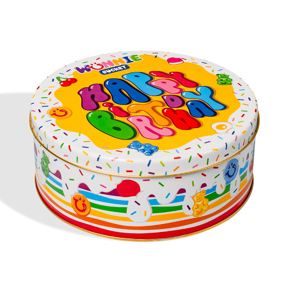 Wunnie Bucket “Sretan Rođendan”, limenka gumenih bombona za sastavljanje s okusima koje slavljenik voli - 2 kg 