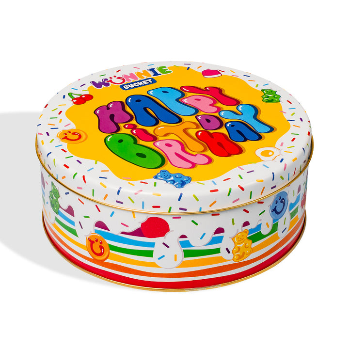 Wunnie Bucket “Sretan Rođendan”, limenka gumenih bombona za sastavljanje s okusima koje slavljenik voli - 2 kg 