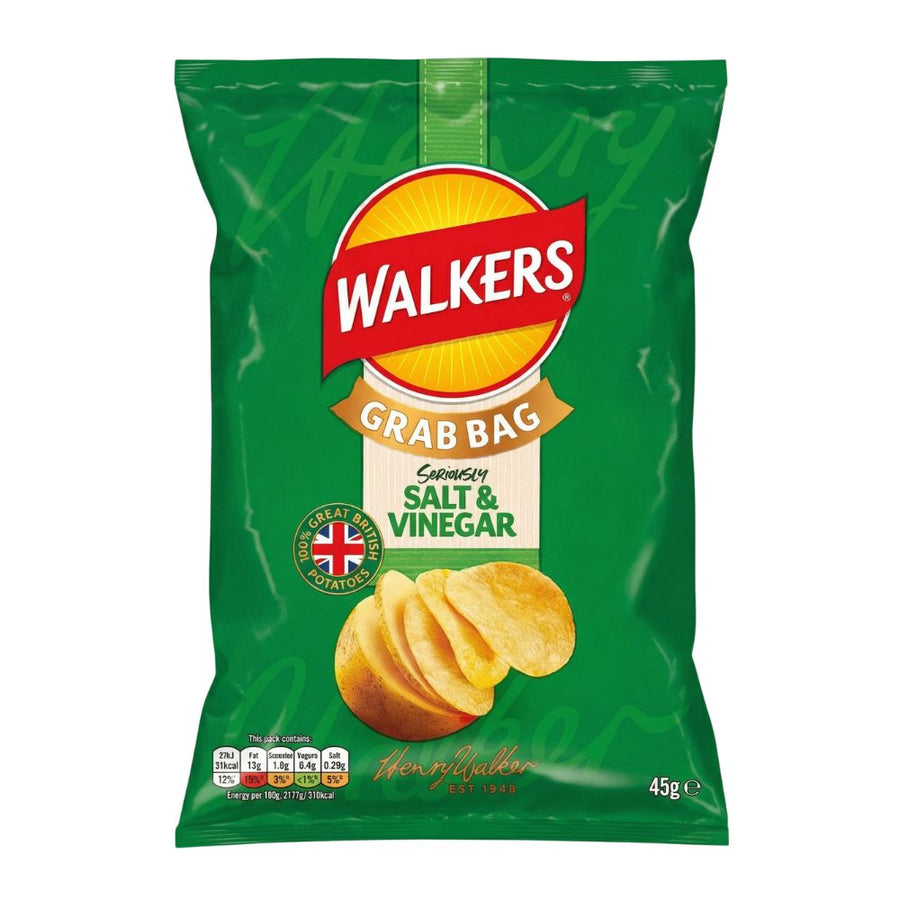Walkers Crisps Salt & Vinegar 45g - snack croccante e saporito