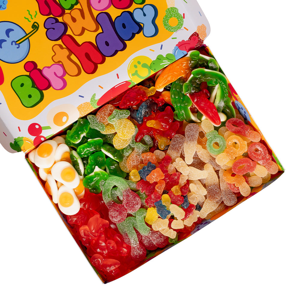 Wunnie box “Sretan rođendan”, Candy box za sastavljanje s omiljenim gumama slavljenika - 1 kg 
