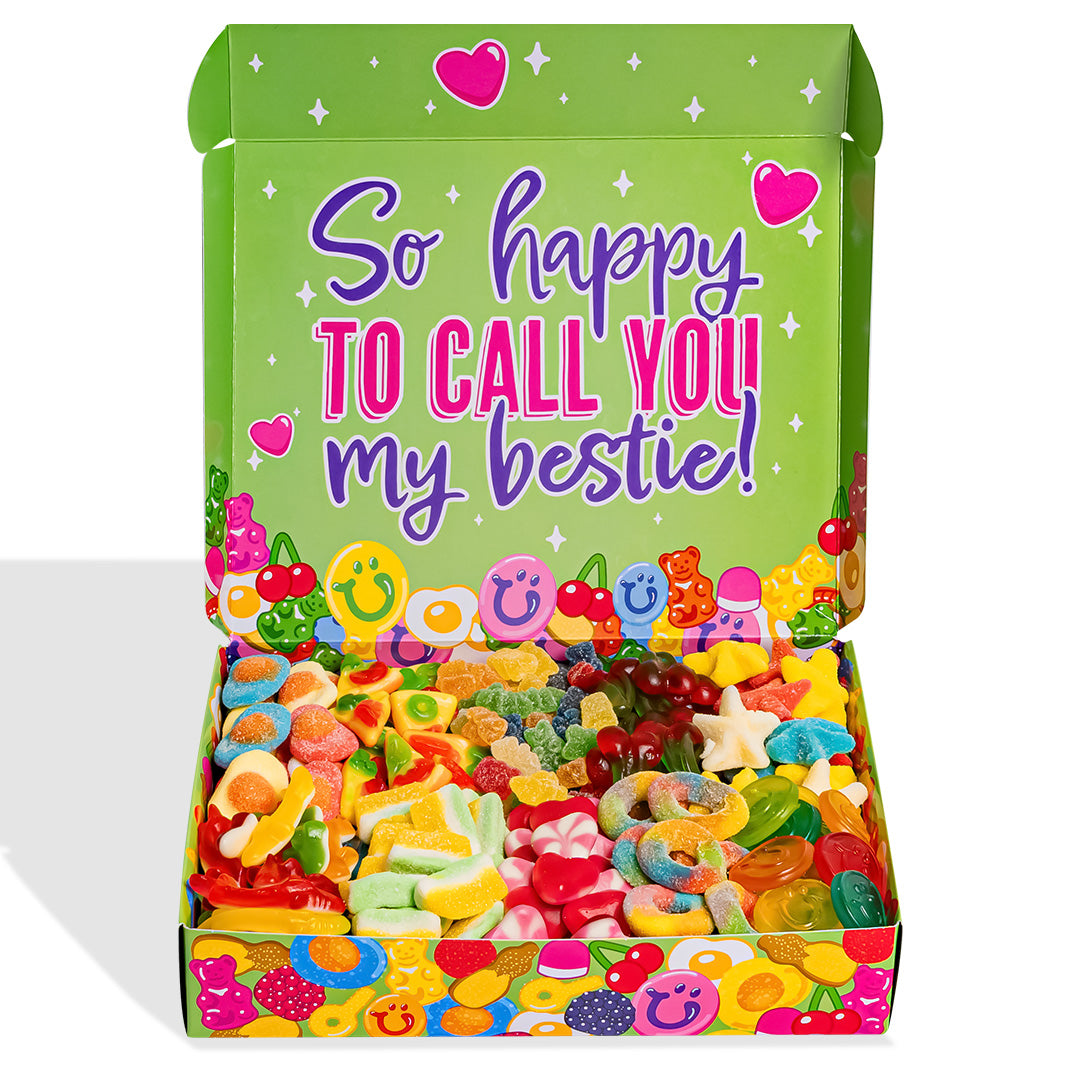 Wunnie box "Najbolji prijatelji zauvijek", Candy box za sastavljanje s omiljenim gumenim bombonima tvoje najbolje prijateljice - 1 kg 
