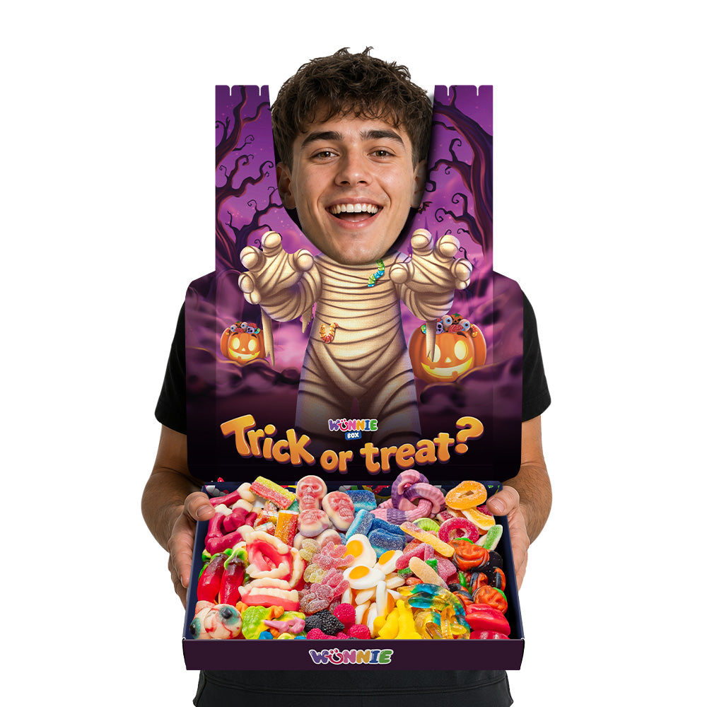 Wunnie box Posebna "Sretan Halloween" Frankie, kutija gumenih bombona koju možete sastaviti s vašim omiljenim okusima 
