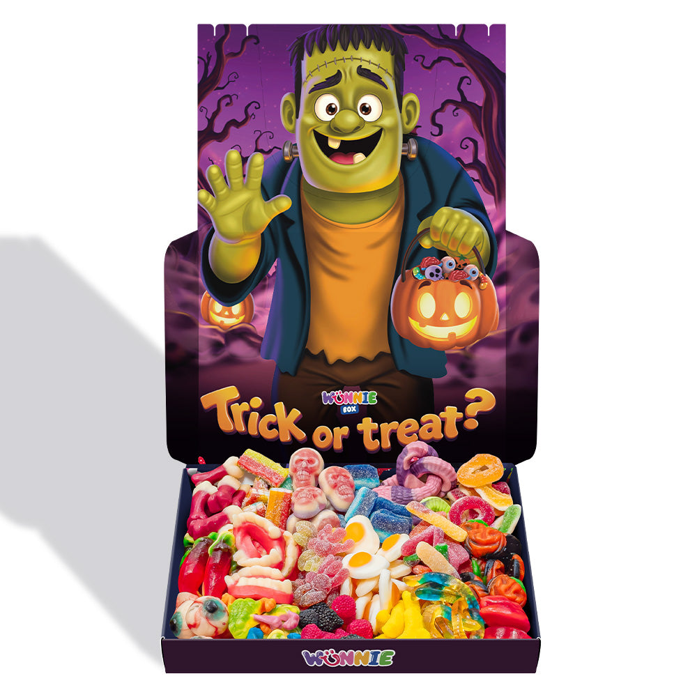 Wunnie box Posebna "Sretan Halloween" Frankie, kutija gumenih bombona koju možete sastaviti s vašim omiljenim okusima 