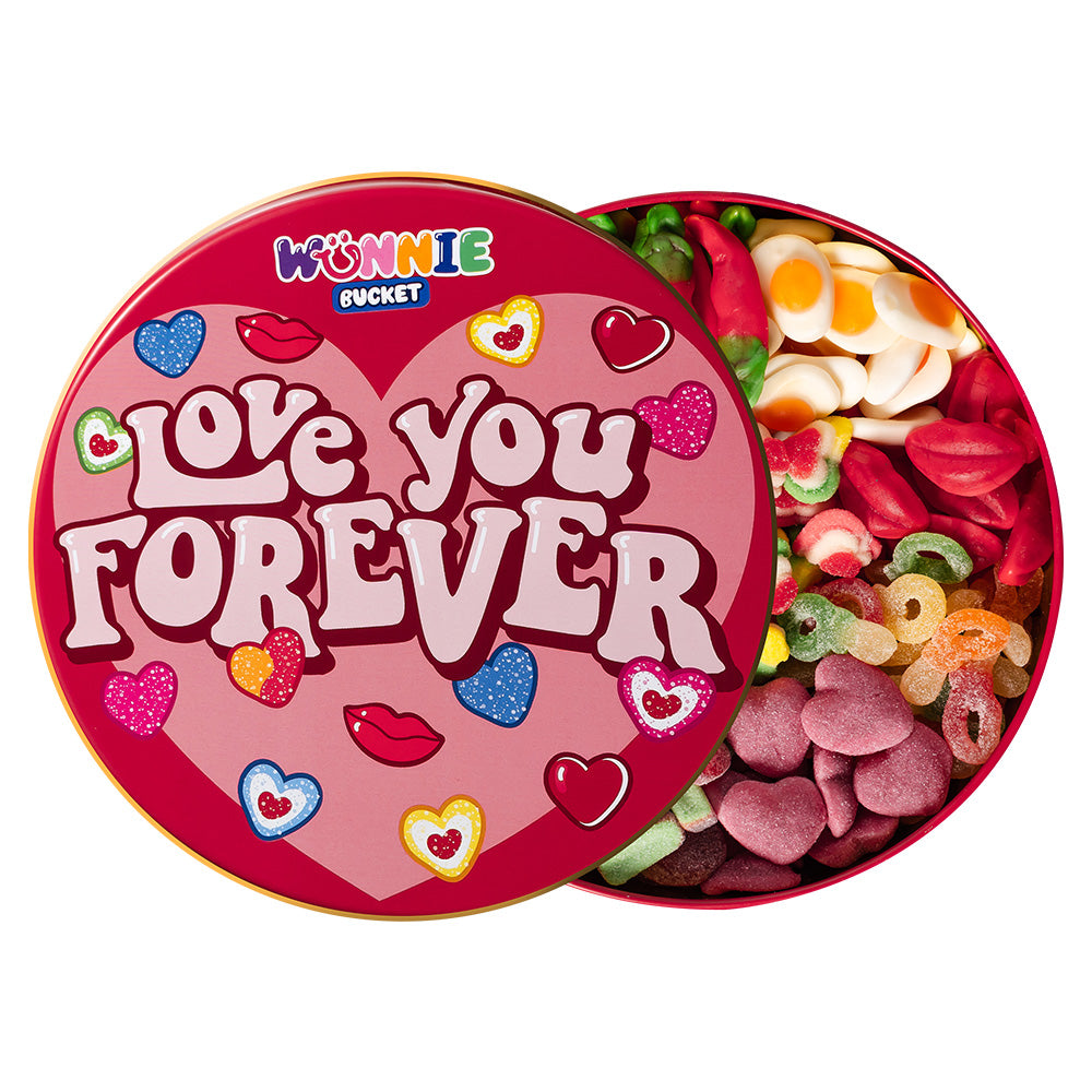 Wunnie Bucket “Love You Forever”, limenka gumenih bombona za sastavljanje s okusima koje voli tvoja polovica - 2 kg 
