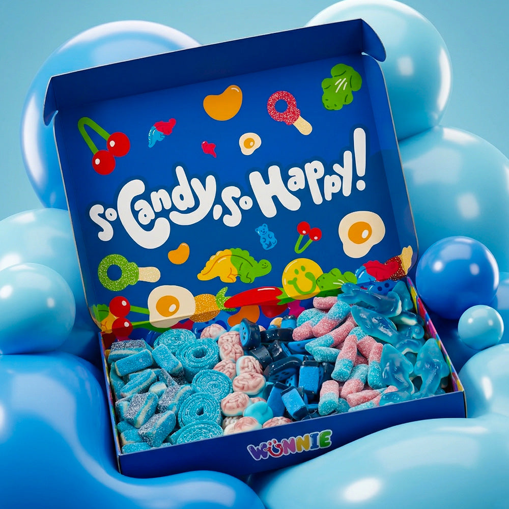 Wunnie box Blue Mix, scatola di caramelle gommose blue