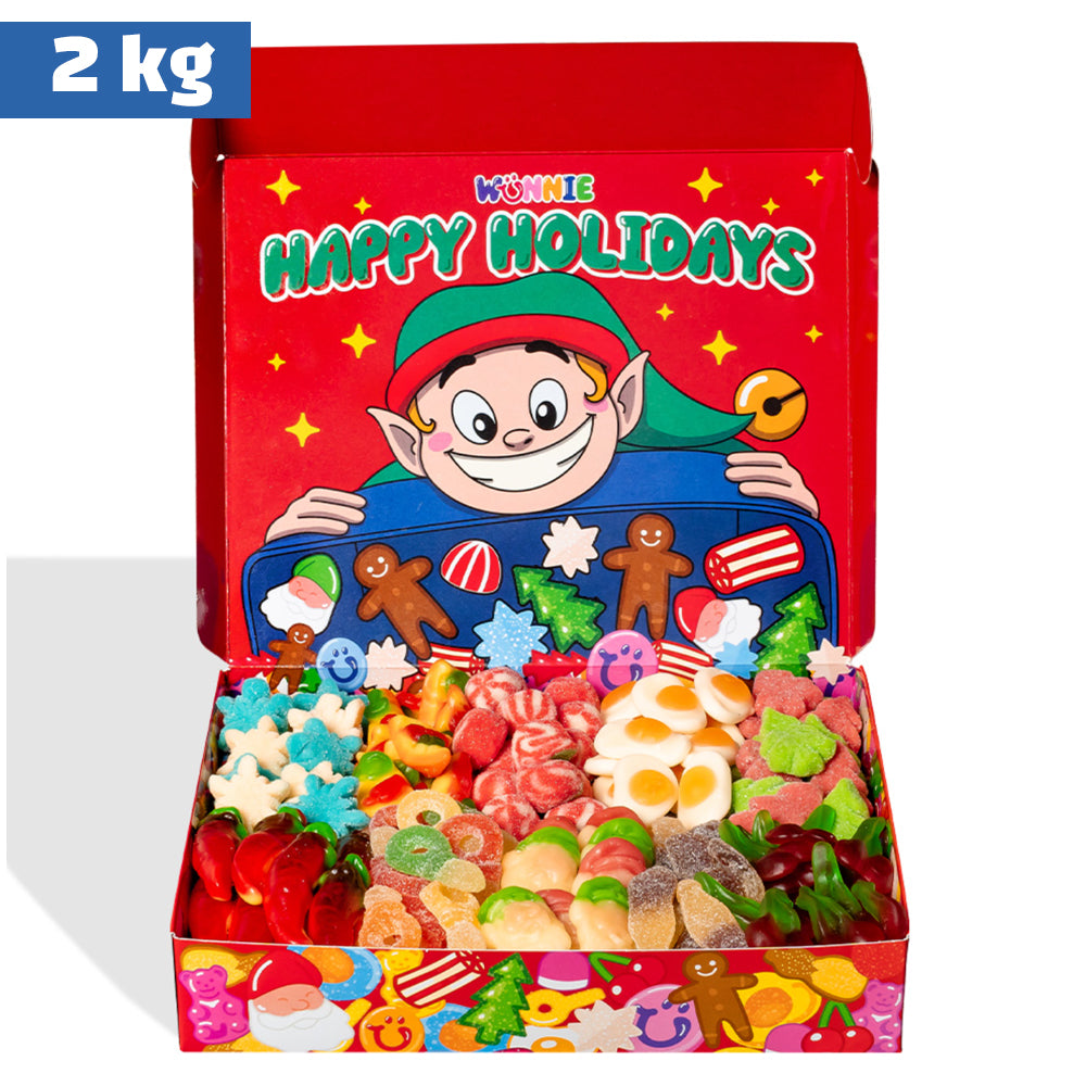 Wunnie box “Sretni blagdani”, Candy box za sastavljanje s tvojim omiljenim gumenim bombonima - 1 kg 