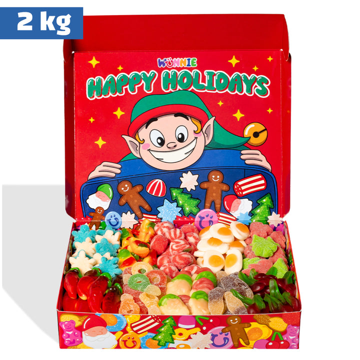 Wunnie box “Sretni blagdani”, Candy box za sastavljanje s tvojim omiljenim gumenim bombonima - 1 kg 