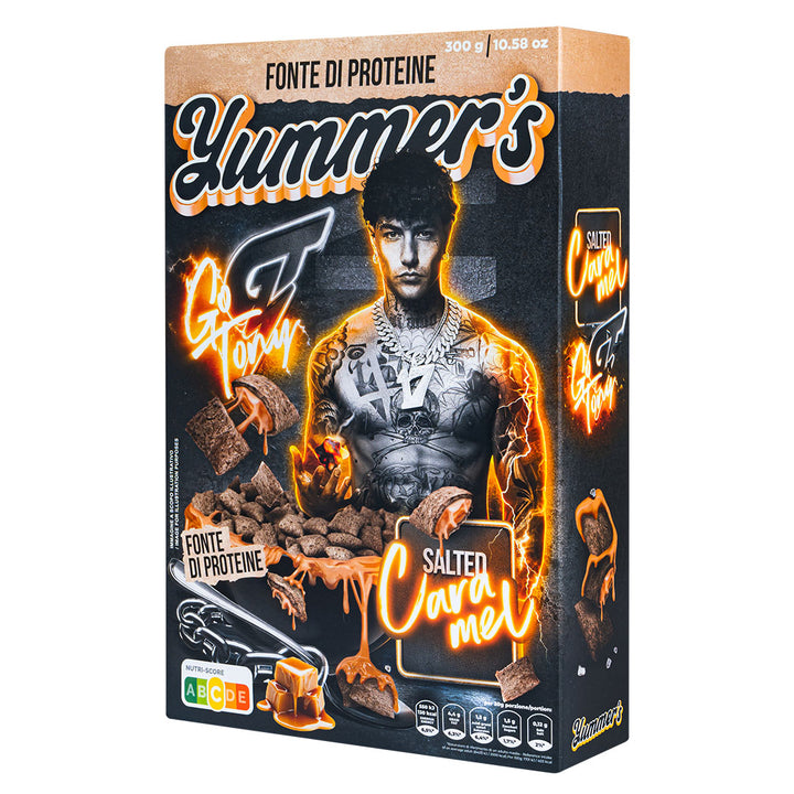 Yummer's Go Tony Salted Caramel by Tony Effe, proteinske žitarice punjene kremom okusa slane karamele od 300 g | OGRANIČENO IZDANJE 