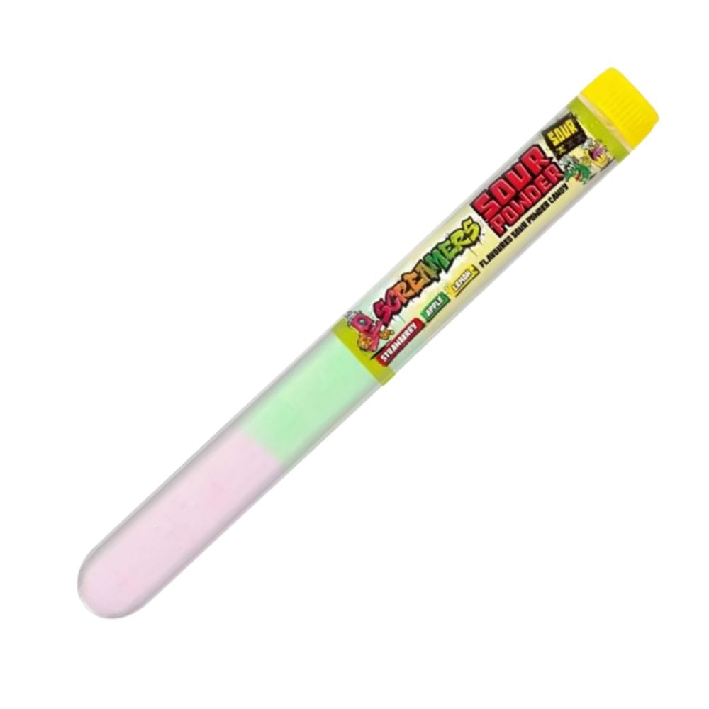 Zed Screamers Sour Powder Tubes, caramella in polvere al gusto di frutta da 15g