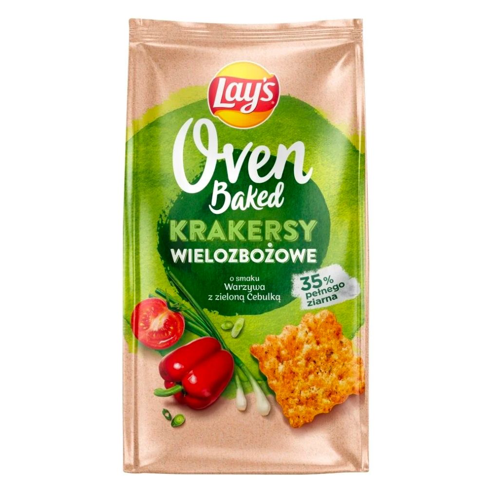 Lay's Oven Baked Crackers Veggies & Green Onion, krekeri s okusom povrća i luka od 80g 