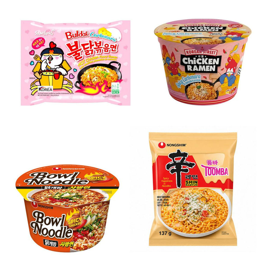 Noodles Kit, 4 instant rezanci okusa carbonara hot chicken, pikantna carbonara, pikantna piletina i pikantni sir