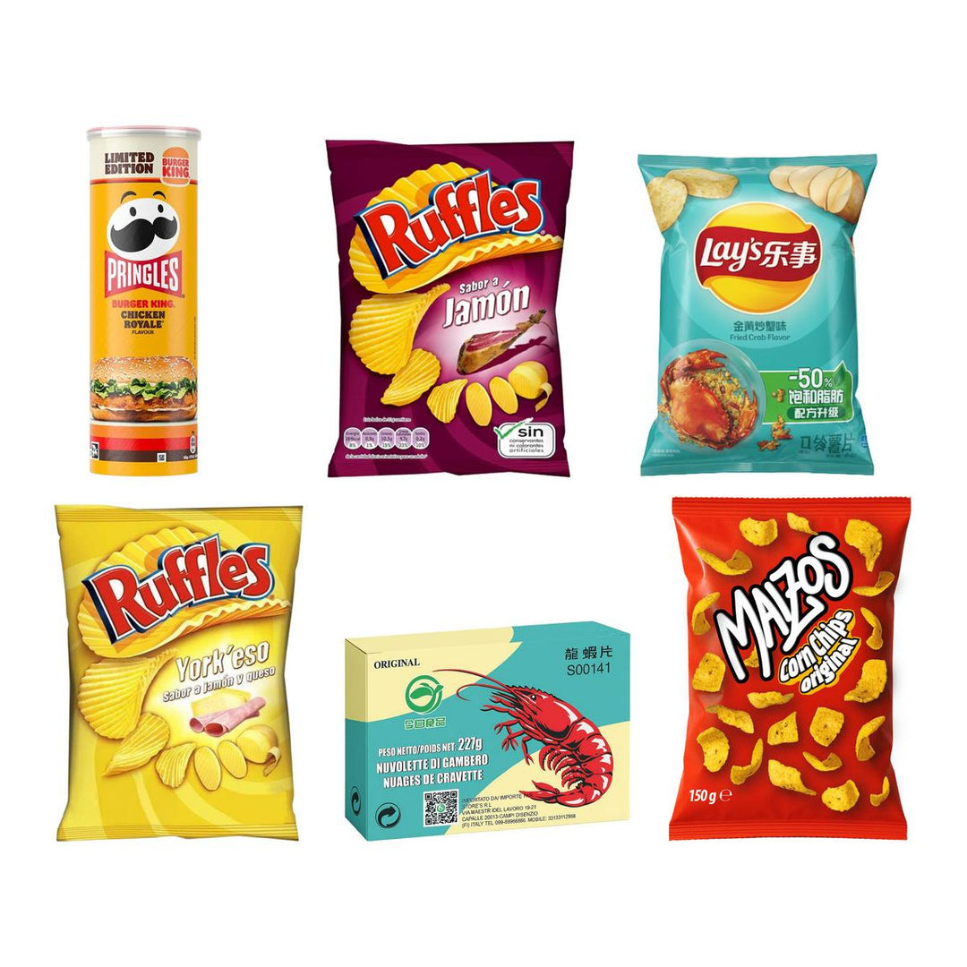 Kit čipsa i krumpirića, 6 krumpirića okusa Chicken Royale, šunka, rak, sir i pršut, škamp i original