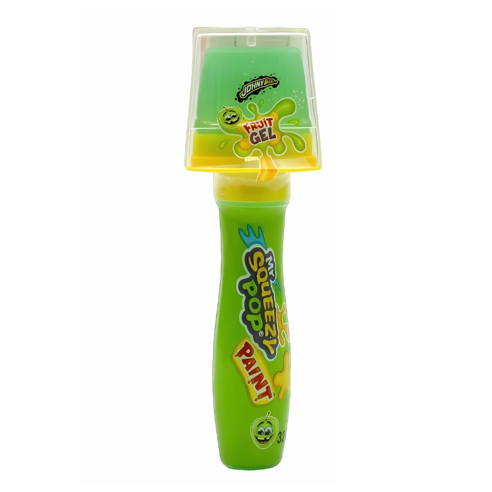 Johny Bee Mr Squeezy Pop Paint Green Apple, lizalica i tekući bombon s okusom zelene jabuke od 32g 