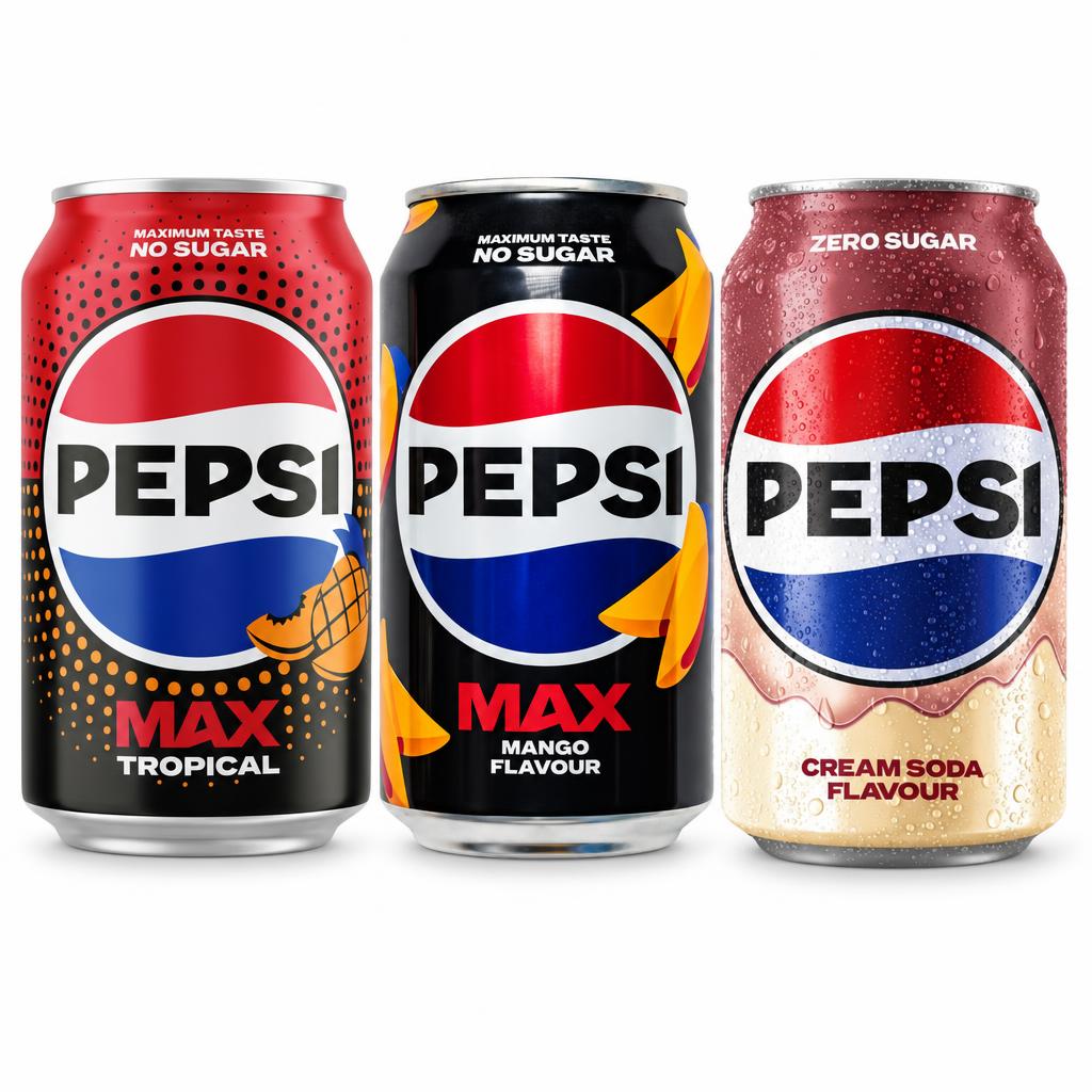 Pepsi Kit, 3 gazirana pića okusa tropskog voća, manga i cola i vanilije