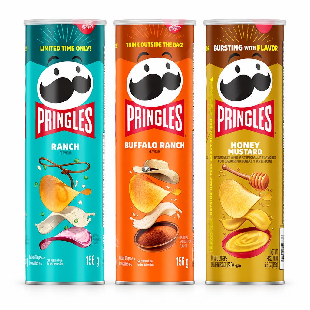 Pringles Kit, 3 čipsa okusa ranch, buffalo ranch i honey mustard