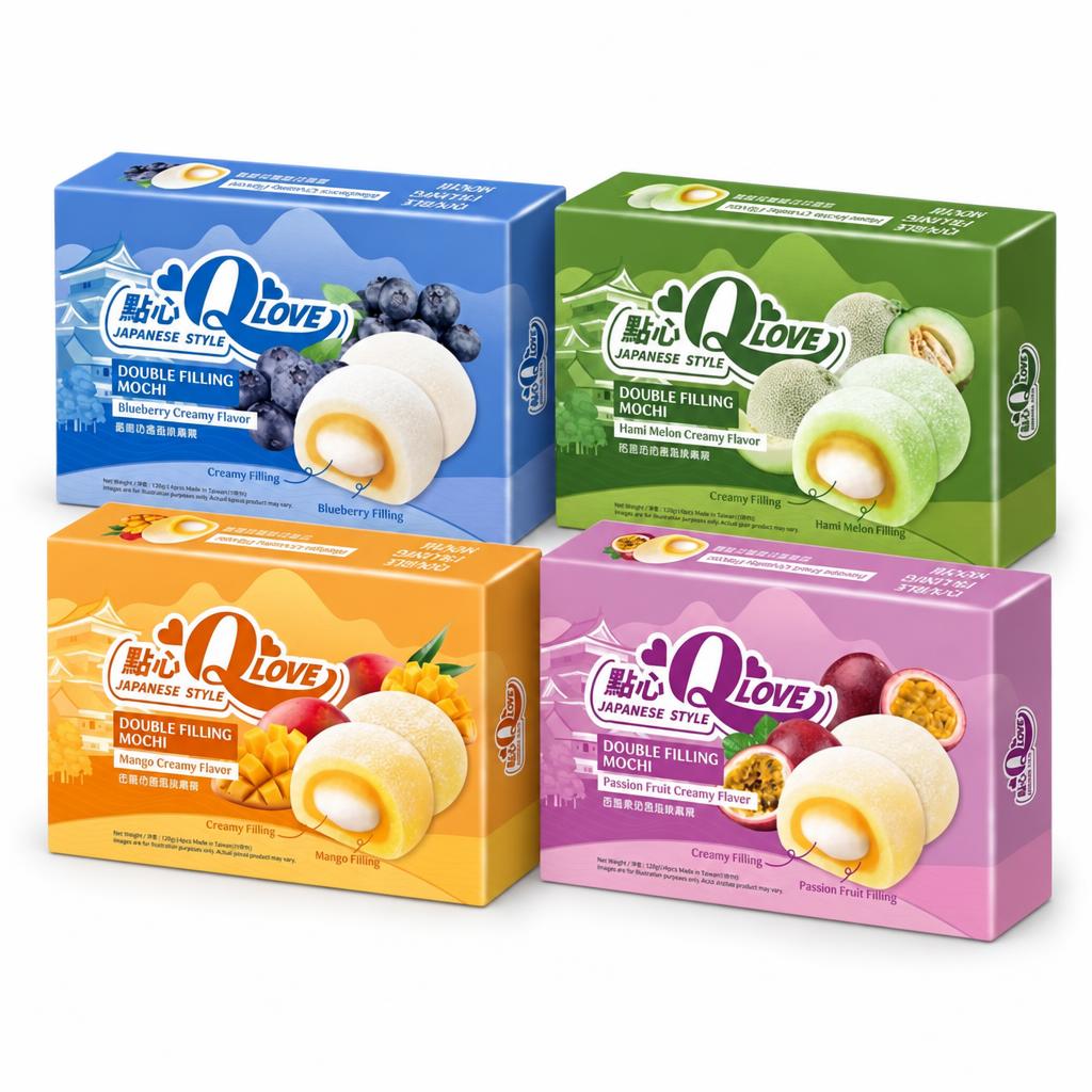 Qlove Kit, 4 mochi okusa borovnice, dinje, manga i marakuje