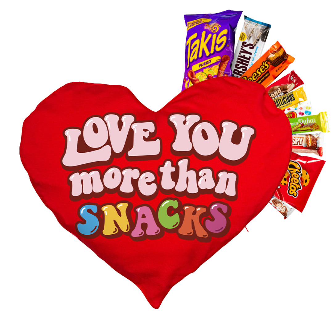 Valentine's Heart XXL, jastuk u obliku srca s 80 snack slatkih i slanih iznenađenja 
