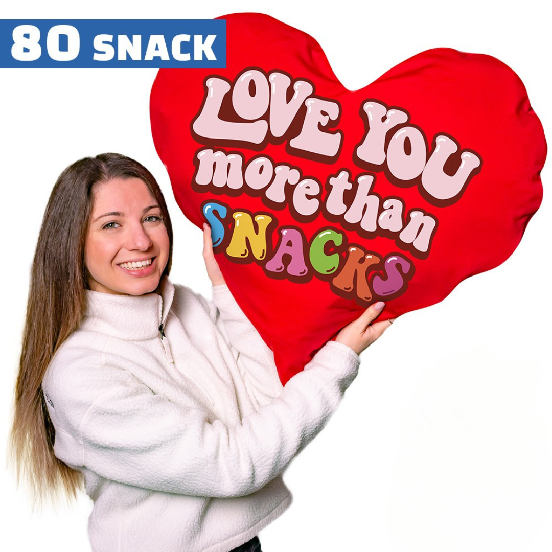 Valentine's Heart XXL, jastuk u obliku srca s 80 snack slatkih i slanih iznenađenja 