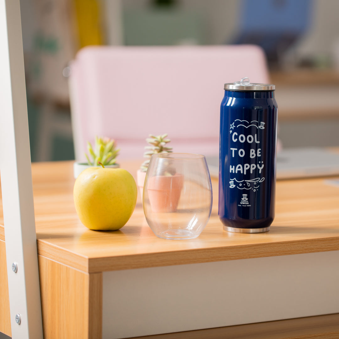 Boca Cool to be Happy, plava boca od nehrđajućeg čelika od 500ml s integriranom antibakterijskom slamkom 