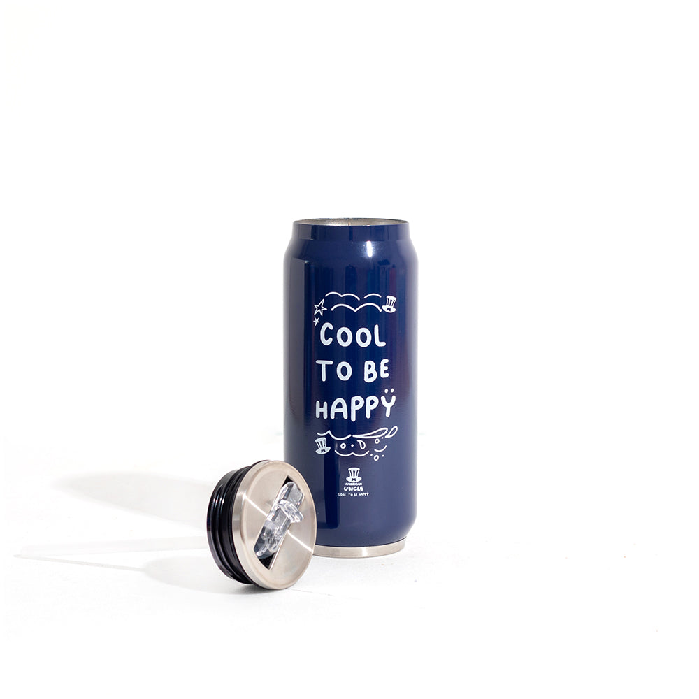 Boca Cool to be Happy, plava boca od nehrđajućeg čelika od 500ml s integriranom antibakterijskom slamkom 