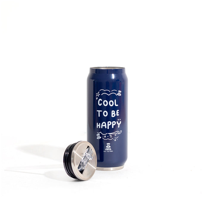 Boca Cool to be Happy, plava boca od nehrđajućeg čelika od 500ml s integriranom antibakterijskom slamkom 