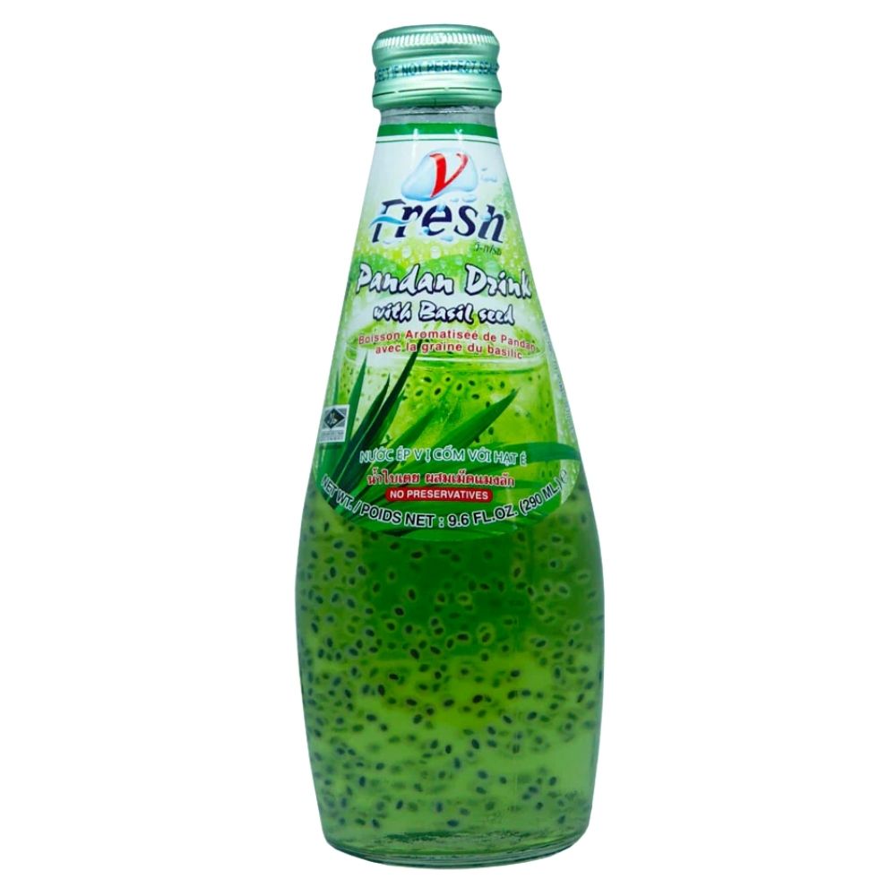 Fresh Basil Seed Drink with Pandan, tajlandsko piće s pandanom i sjemenkama bosiljka od 290ml 