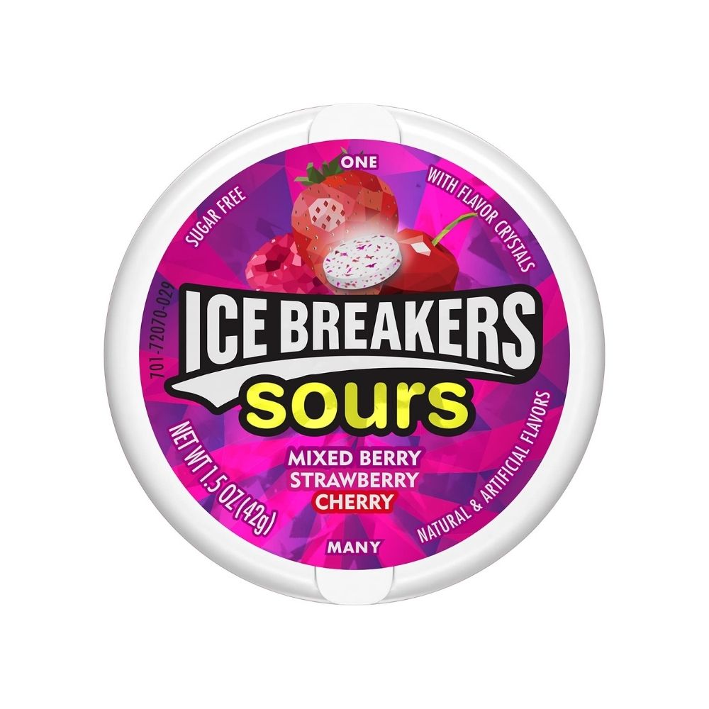 Ice Breakers Sours Mixed Berry Strawberry Cherry, voćni kiseli bomboni od 42g 