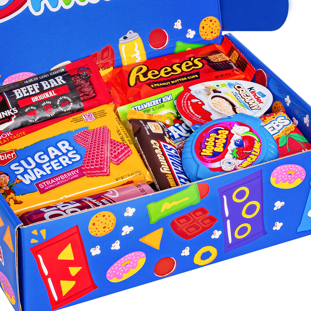 Snack box “Cool to be Happy”, kutija iznenađenja od 20 snack slatkiša, slanih proizvoda i pića 