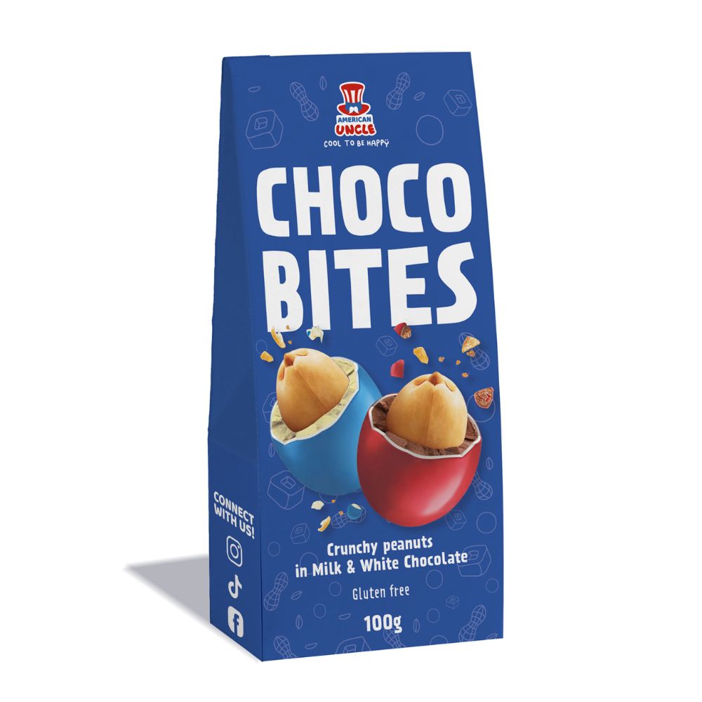 Choco Bites, konfeti s prženim kikirikijem prekriveni mliječnom i bijelom čokoladom od 100g 