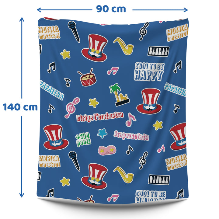 Plaid Sanremo Cool to be Happy, plava deka od flisa s teksturom na temu Sanremo 140x90cm 