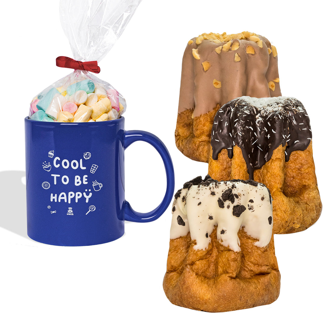 Šalica Cool to be Happy + vrećica gumenih bombona od 100g + 3 ručno rađena pandora od 200g 